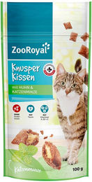 Produktbild von ZooRoyal Knusperkissen Huhn und Katzenminze Leckerli für Katzen 100 g