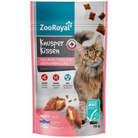 Produktbild von ZooRoyal Knusperkissen Lachs und Forelle mit Muschel 70 g Leckerli für Kleintiere