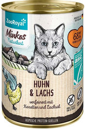 Produktbild von ZooRoyal Minkas Hundefutter Huhn und ASC Lachs mit Karotten Getreidefrei Adult 12x400 g