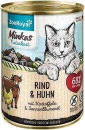 Produktbild von ZooRoyal Minkas Katzen Nassfutter Rind und Huhn mit Kartoffeln Adult Getreidefrei ohne Zucker 6x400g