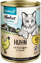 Produktbild von ZooRoyal Minkas Katzenfutter Huhn mit Kartoffeln getreidefrei und ohne Zucker für erwachsene Katzen 6x400g