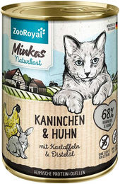 Produktbild von ZooRoyal Minkas Katzenfutter Kaninchen und Huhn mit Kartoffeln getreidefrei und ohne Zucker 6x400g
