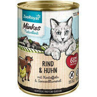 Produktbild von ZooRoyal Minkas Katzenfutter Rind und Huhn mit Kartoffeln getreidefrei ohne Zucker für erwachsene Katzen 12x400g