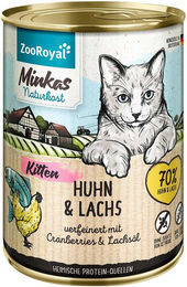 Produktbild von ZooRoyal Minkas Kitten Nassfutter Huhn und Lachs getreidefrei ohne Zucker 6x400g - 6 x 400 g