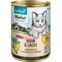 Produktbild von ZooRoyal Minkas Kitten Nassfutter Huhn und Lachs getreidefrei ohne Zucker 6x400g - 6 x 400 g