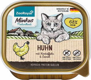 Produktbild von ZooRoyal Minkas Naturkost Huhn mit Kartoffeln Katzen Adult Getreidefrei Ohne Zucker 16x100g - 16 x 100 g