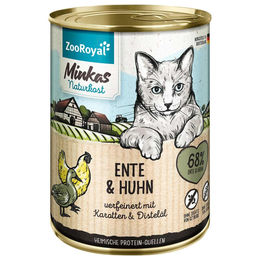 ZooRoyal Minkas Naturkost Katzen Nassfutter Ente und Huhn Adult Getreidefrei ohne Zucker 6x400g – Bild 1 von 3