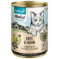 Produktbild von ZooRoyal Minkas Naturkost Katzen Nassfutter Ente und Huhn Adult Getreidefrei ohne Zucker 6x400g