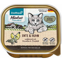 Produktbild von ZooRoyal Minkas Naturkost Katzenfutter Ente und Huhn mit Karotten getreidefrei und ohne Zucker 16x100g