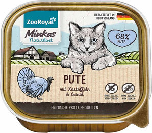 Produktbild von ZooRoyal Minkas Naturkost Katzenfutter Pute mit Kartoffeln Getreidefrei Adult 16x100g - 16 x 100 g