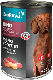 Produktbild von ZooRoyal Mono-Protein Hundefutter Rind mit Kartoffeln, Möhren & Distelöl getreidefrei 6x400g - 6 x 400 g