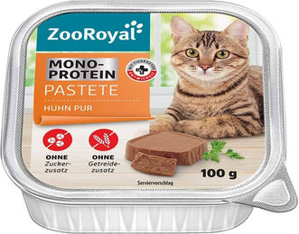 Produktbild von ZooRoyal Monoprotein Pastete Huhn Pur Getreidefrei für Katzen Adult 16x100g
