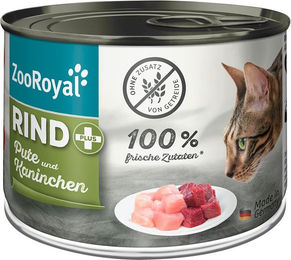 Produktbild von ZooRoyal Nassfutter mit Rind, Pute und Kaninchen mit hohem Fleischanteil 6x200g