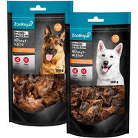 Produktbild von ZooRoyal Naturkauartikel Hühnerhälse und Hühnermägen Mixpaket für Hunde getreidefrei und ohne Zucker 10x100g