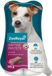 Produktbild von ZooRoyal Saftige Pastete mit Kalb und frischem Pansen Getreidefrei und Ohne Zucker für Hunde Adult 15x175g