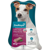 Produktbild von ZooRoyal Saftige Pastete mit Kalb und frischem Pansen Getreidefrei und Ohne Zucker für Hunde Adult 15x175g