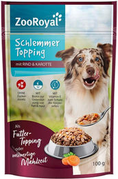 Produktbild von ZooRoyal Schlemmer Topping Rind & Karotte für Hunde Adult ohne Zucker 4x100g - 4 x 100 g