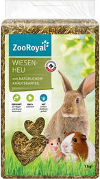 Produktbild von ZooRoyal Wiesenheu mit natürlichem Kräuteranteil für Kaninchen und Nager 2x1kg