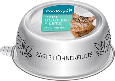Produktbild von ZooRoyal Zarte Hühnerfilets mit Shrimps für Katzen mit hohem Fleischanteil 12x85g